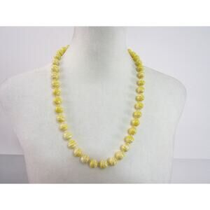 Rosecraft Yellow Stripe Bead Necklace 23" Whimsical‎ Boho Cottagecore Fetive